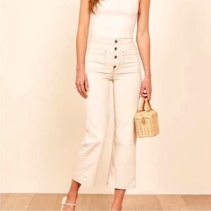 Reformation Jeans Women's Eloise Size 29 Ivory High Rise Wide Leg Jean READ